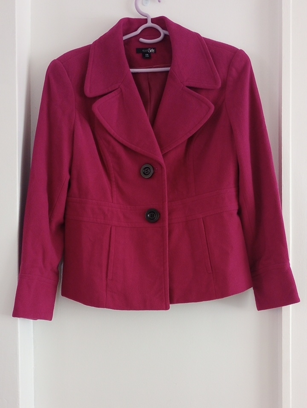 East 5th Wool Blend Magenta Notched-Collar Blazer Petite Medium